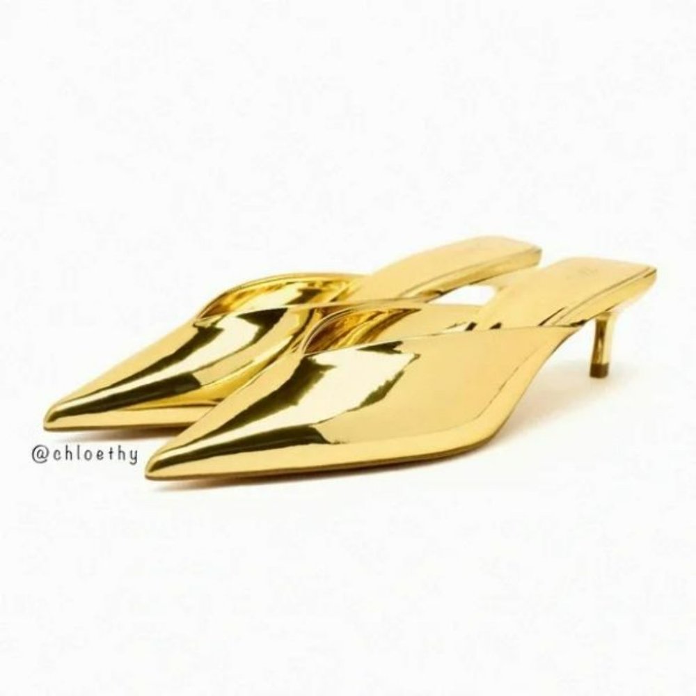 ZARA HEELED METALLIC MULES - Picture 3 of 10